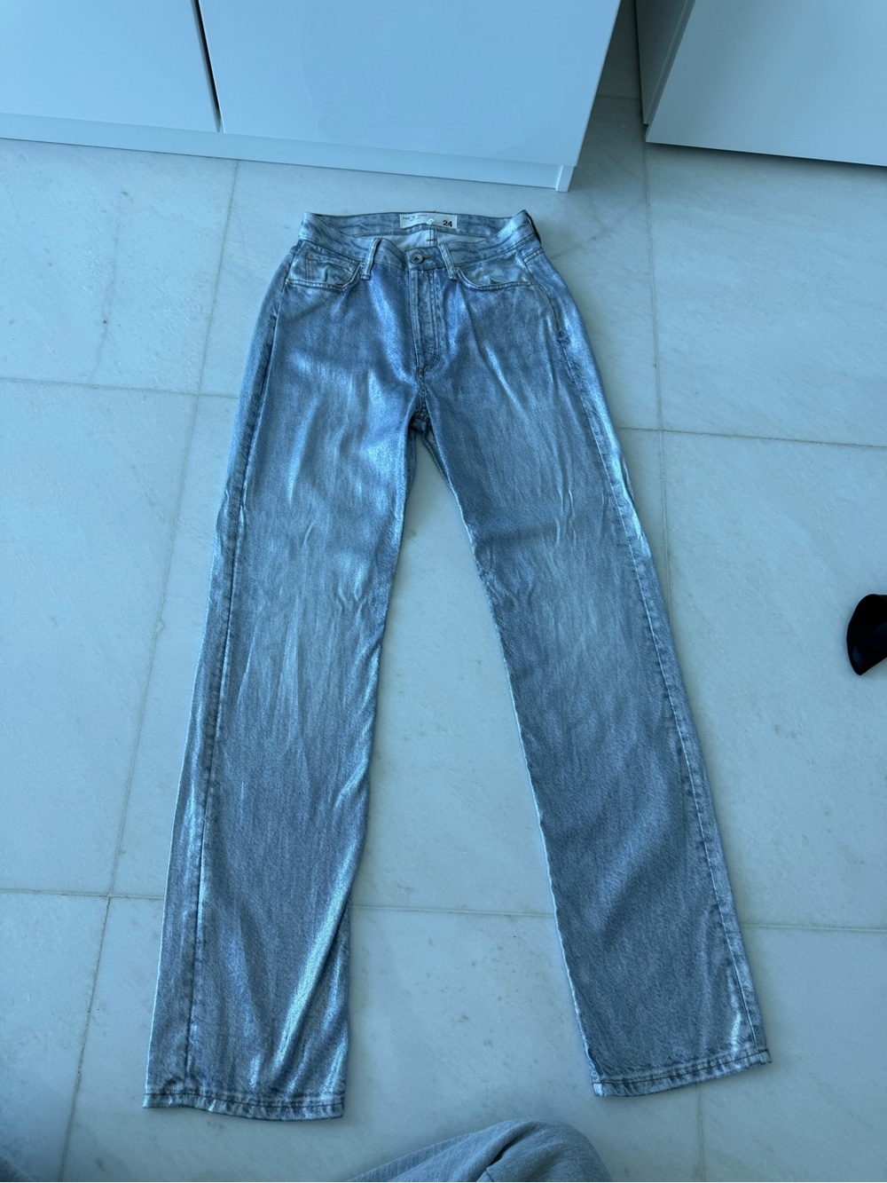 Rag & bone silver metallic “jeans”